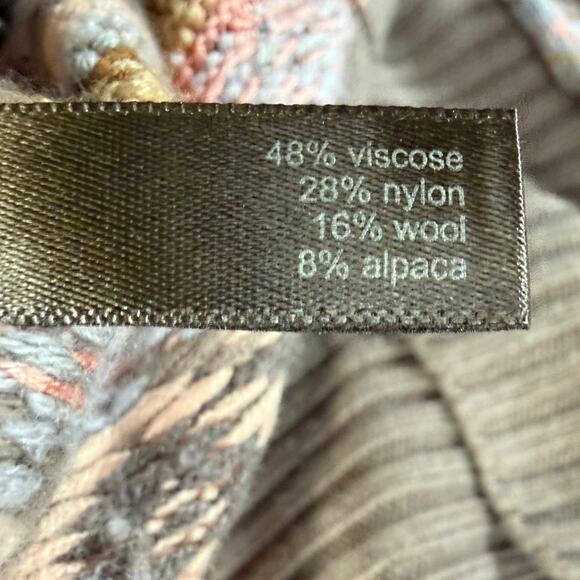 The Limited Sweater Vest Womens S Tan Pink Fair Isle Open Front Belted Cardigan - Picture 10 of 12